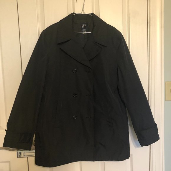 GAP Jackets & Blazers - GAP Black Pea Coat Style Rain Coat